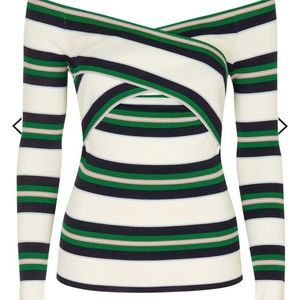 Topshop Striped Off The Shoulder Top